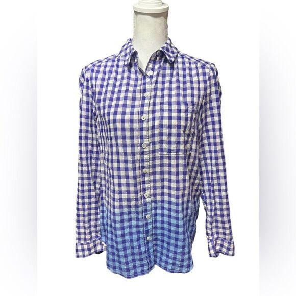 Pilcro Deb Gingham Button Down Long Sleeve Shirt - Picture 1 of 6